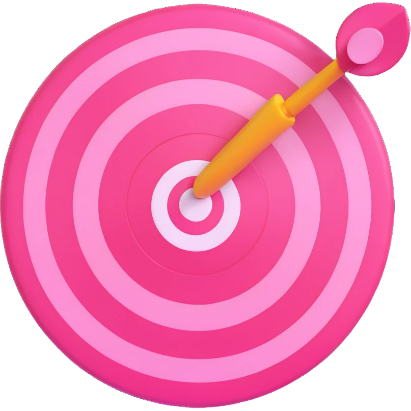 pink bullseye, 3D style, glossy finish, vibrant pink emoji