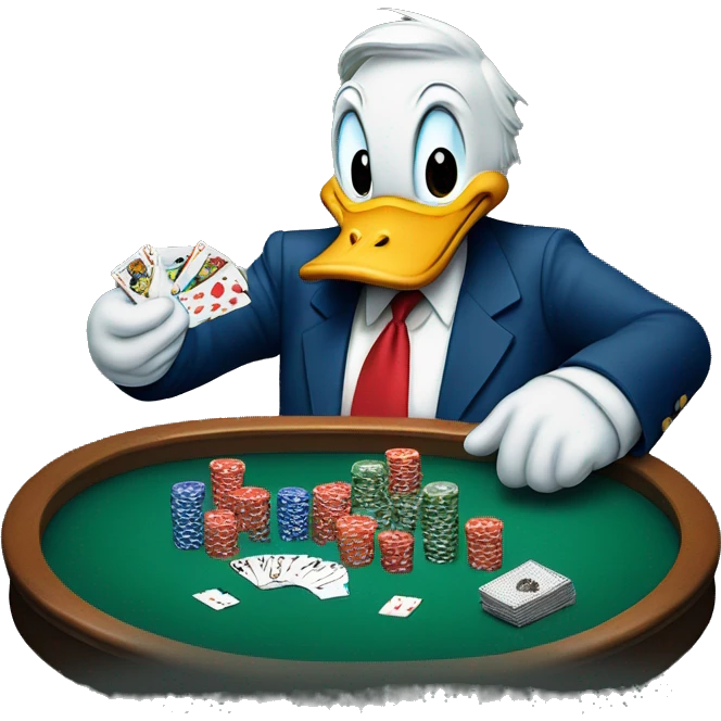 donald duck playing poker with donald trump emoji