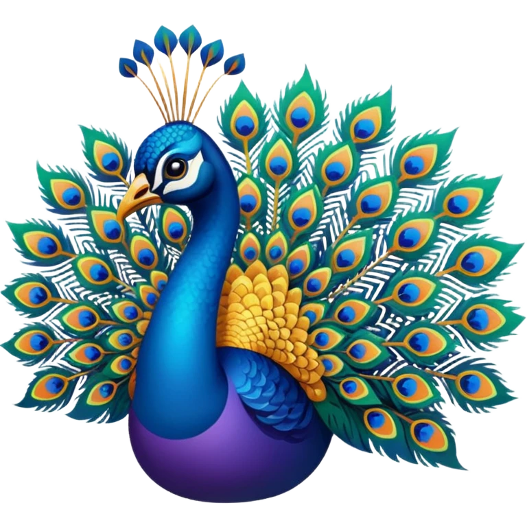 i want a peacock, multiple colors, relatively abstract, bright gradient. art deco style emoji