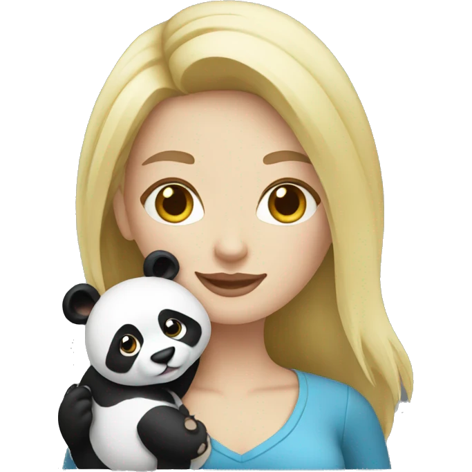 Blonde woman holding a panda  emoji