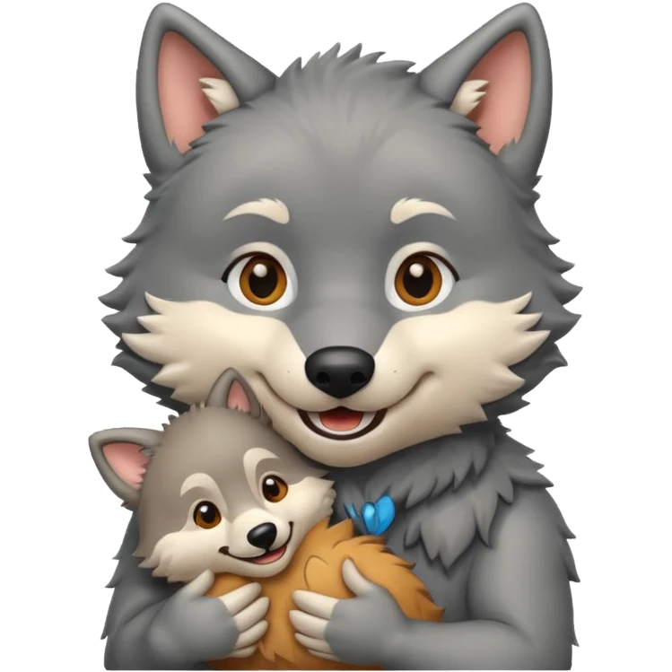 Wolf cartoon wholding animal emoji