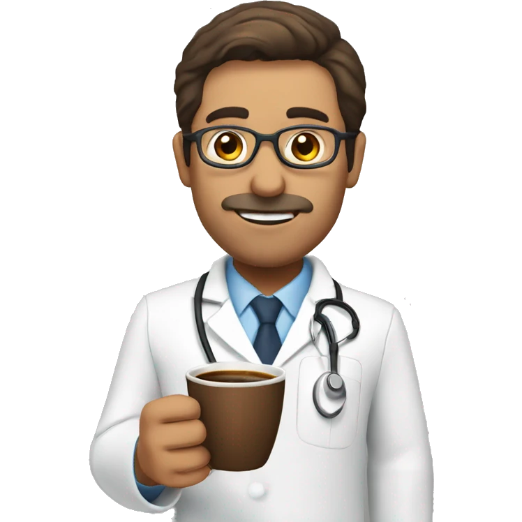 Spanish doctor with a cup of coffee emoji