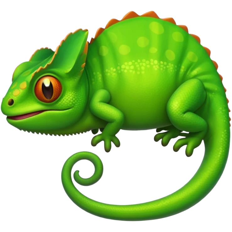 green chameleon looking at me, make it look like an emoji and standalone, with no branch emoji