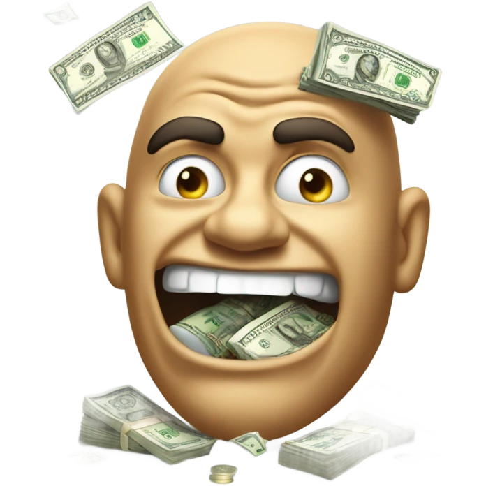 Scary face eating money emoji