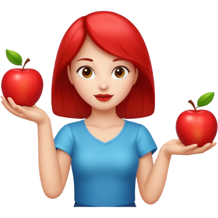 a Circus cute girl juggling two apple emoji