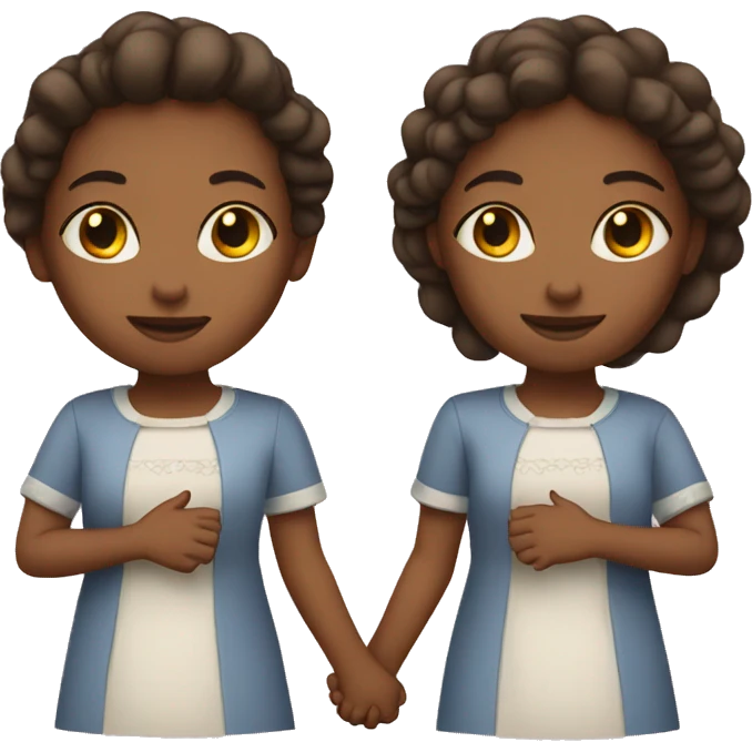 twin sisters hold hands  emoji
