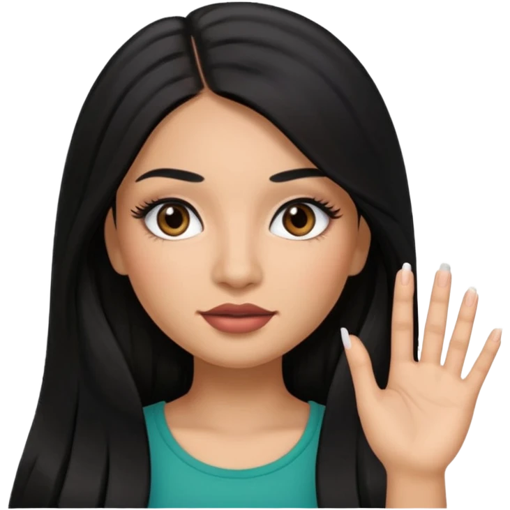 latina girl with straight long hair thats black memoji with nail no lipstick thats a baddie with lashes emoji