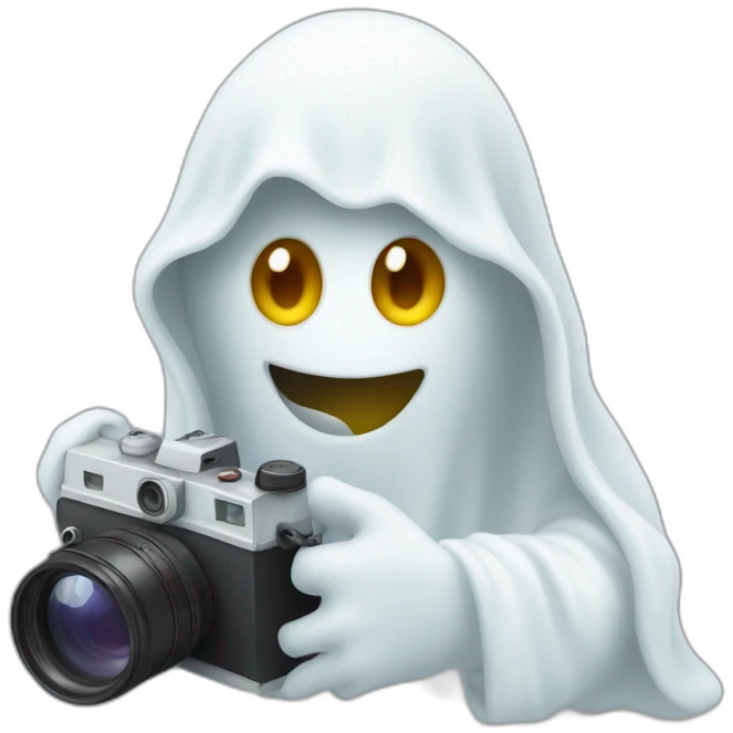 Ghost holding a camera emoji