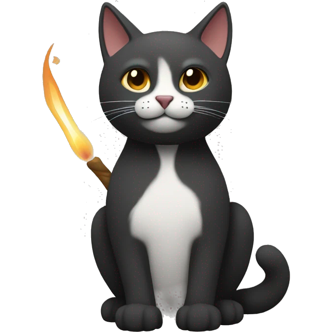 silueta de un gato con una vela emoji