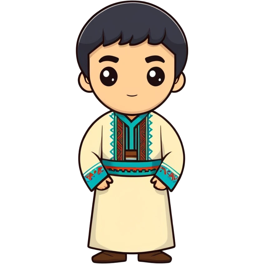Man black hair and black eyes all body and uzbek wear emoji