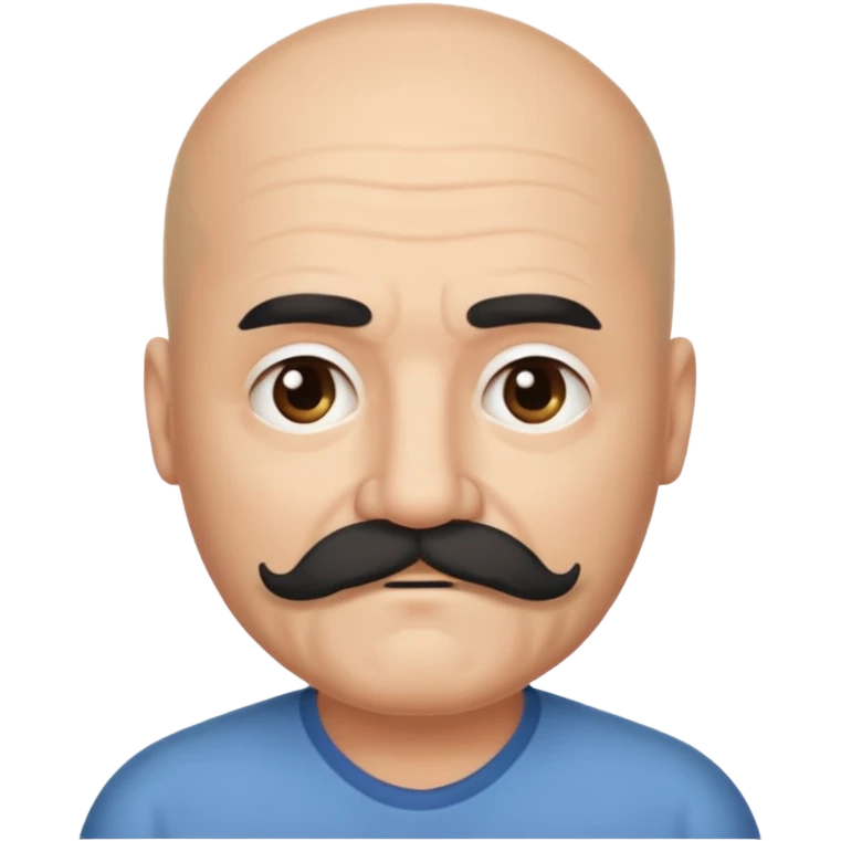 61 years old. Bald with dark hair on the sides. black thick moustache. White beard. saying sorry. where is the white beard emoji