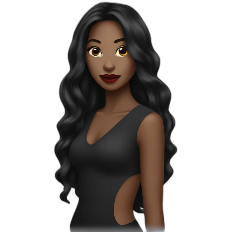 Beautiful Black women long hair lipstick emoji