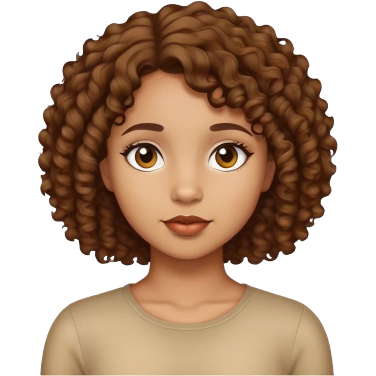 Light skin kind of brown girl with brown curly short hair emoji