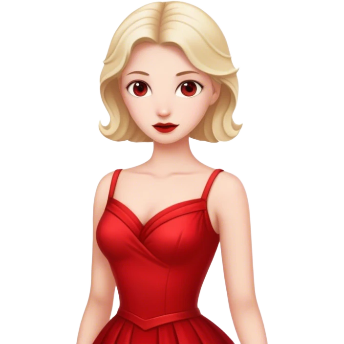 white conservative woman in full red dress emoji