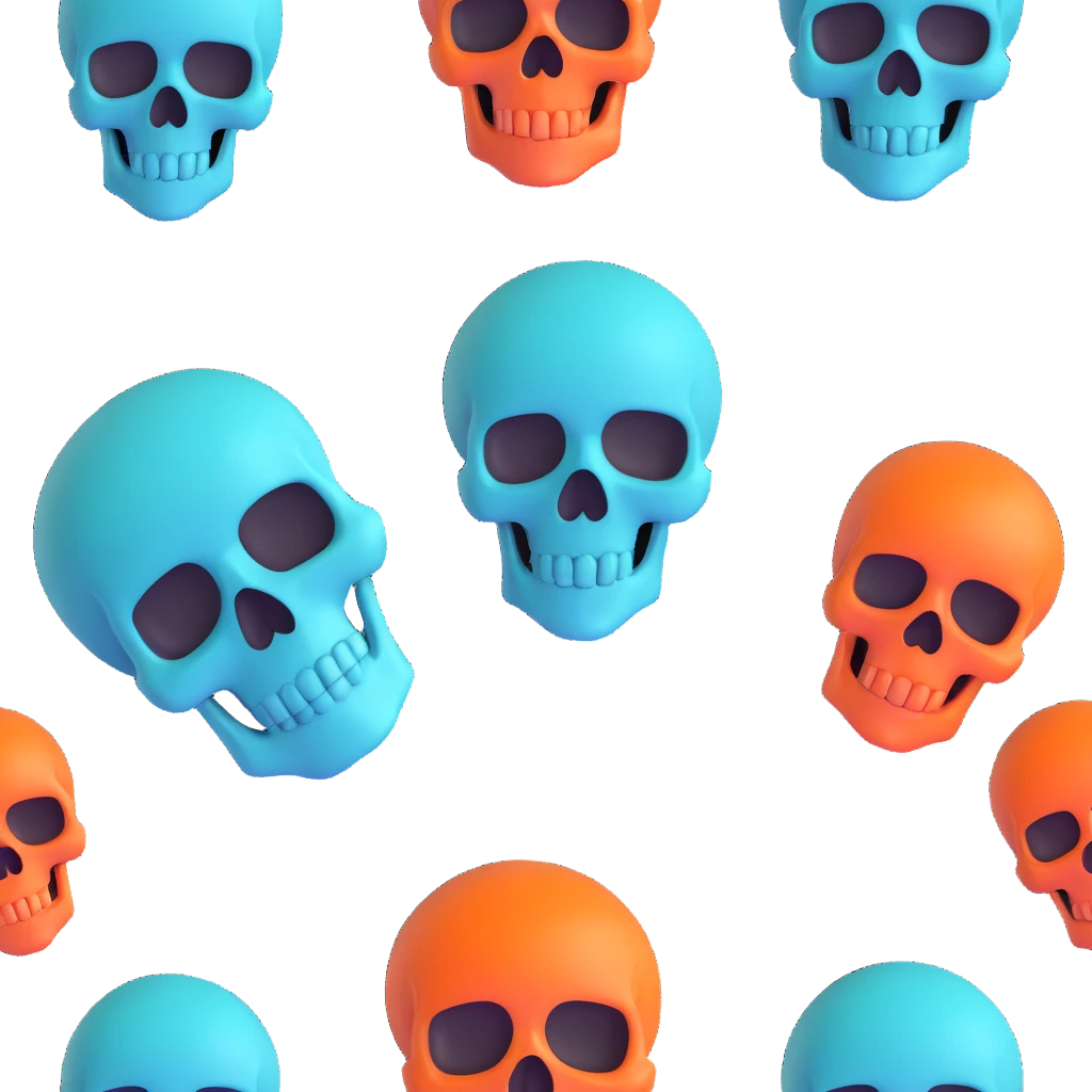teal and orange skull emoji