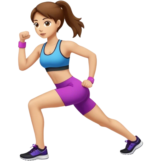 Girl with brown hair working out emoji