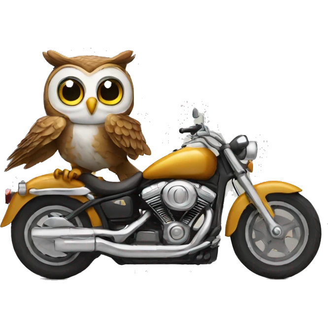 Owl riding motorcycle  emoji