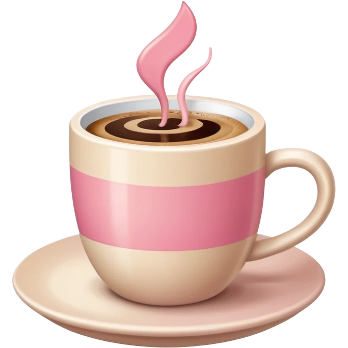 pastel beige and pink palette, lipstick a cup of coffee, a lipstick mark on the edge of the cup, soft grain texture, minimal flat design, no background, cozy pinterest vibe emoji