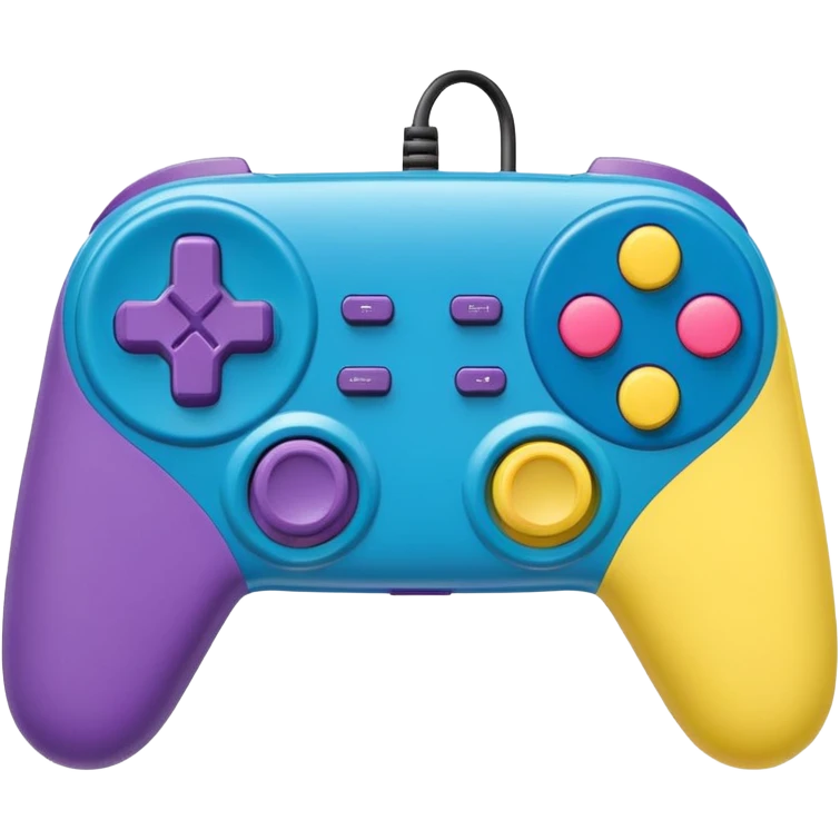yellow, pink, blue, purple, green colored game controller emoji