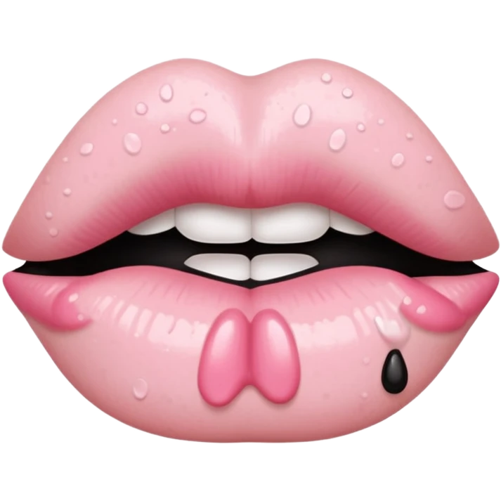 شفاه 👄 وردية فاتحة و مرقطة بالأسود حيث يظهر اللون الأسود ويكون أكثر واقعية  emoji