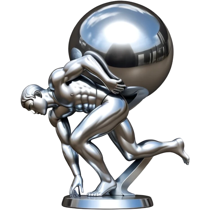 sorayama Sisyphus carrying big sphere on his back sculpture emoji