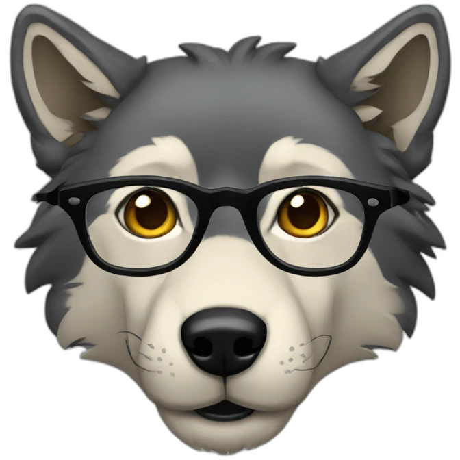 Wolf with glasses and dark hair emoji