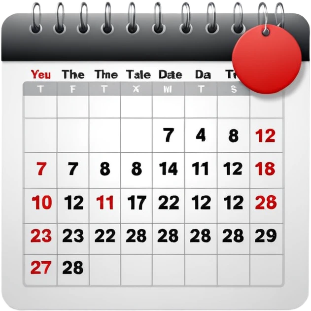 Wall calendar with red circled date emoji