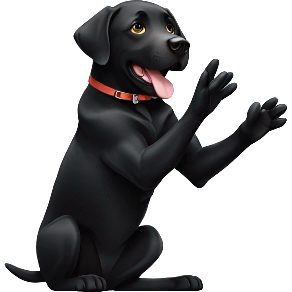 black labrador makes high five with his paw, only the upper body emoji