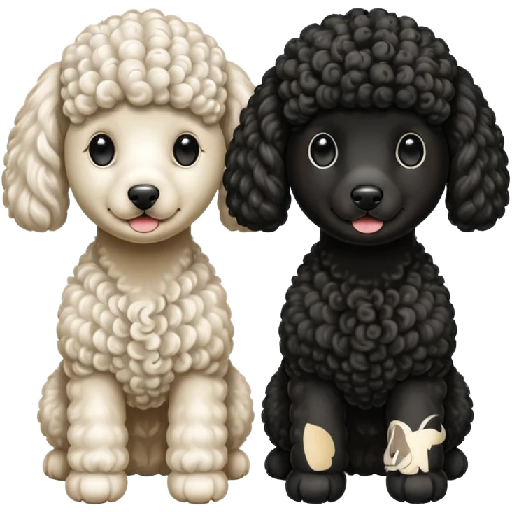 Dos caniches,uno blanco y el otro negro,QUE SEA RAZA CANICHE  emoji