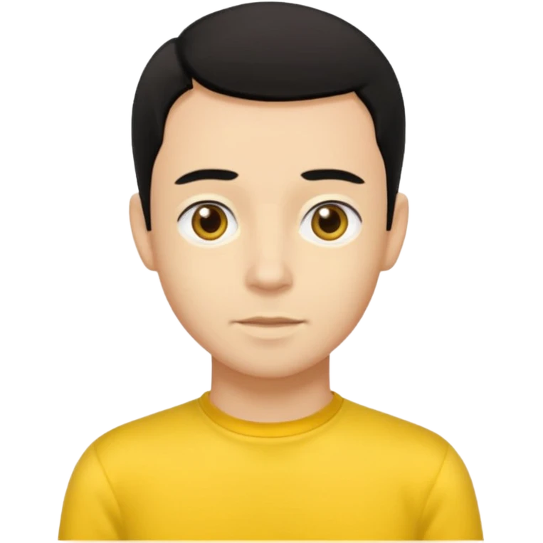 Sam Wiggle from the Wiggles with light skin, brown eyes, black hair, yellow skivvy shirt emoji