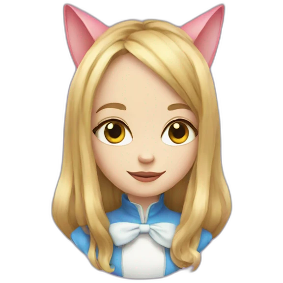 alice in wonderland with a cat head emoji