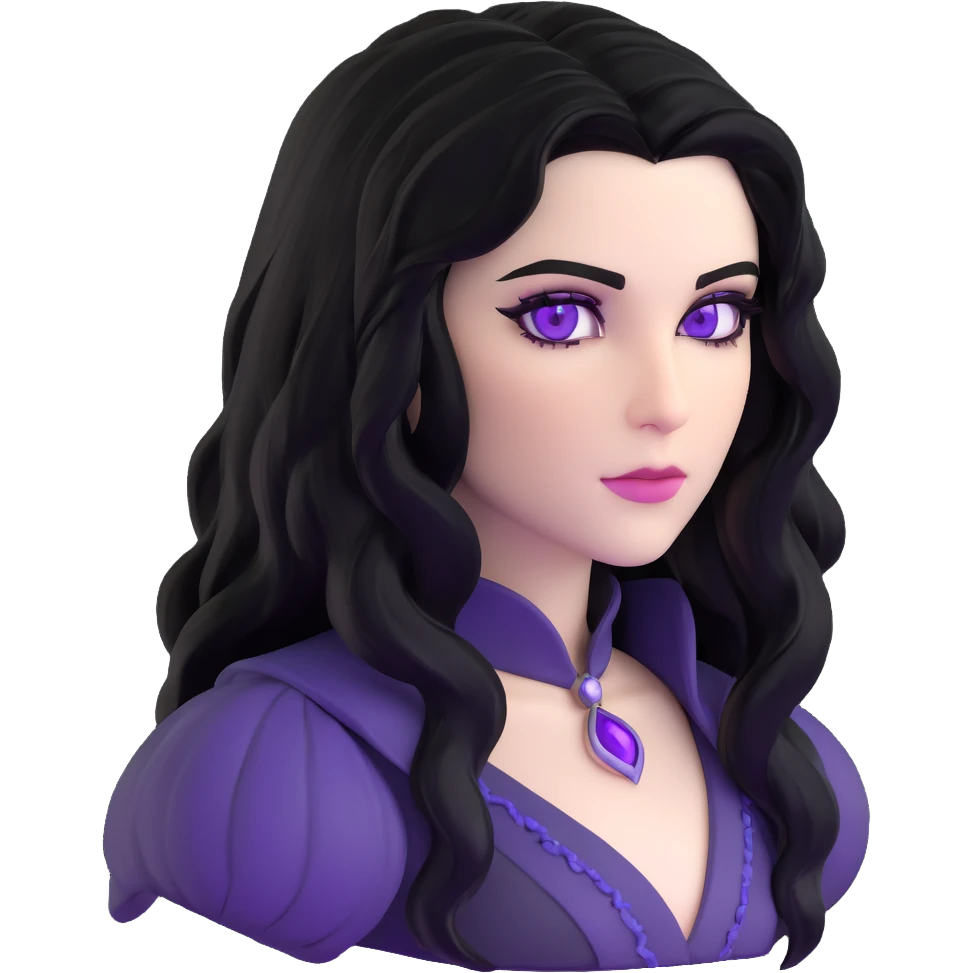 Yennefer from Witcher with black hair and purple eyes emoji