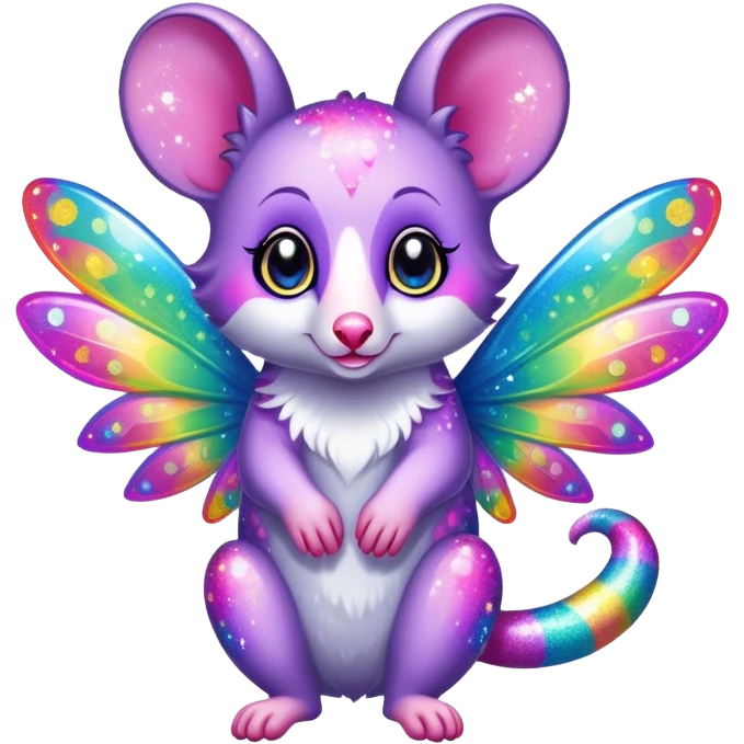 Can I please have a lisa frank themed possum with fairy wings emoji