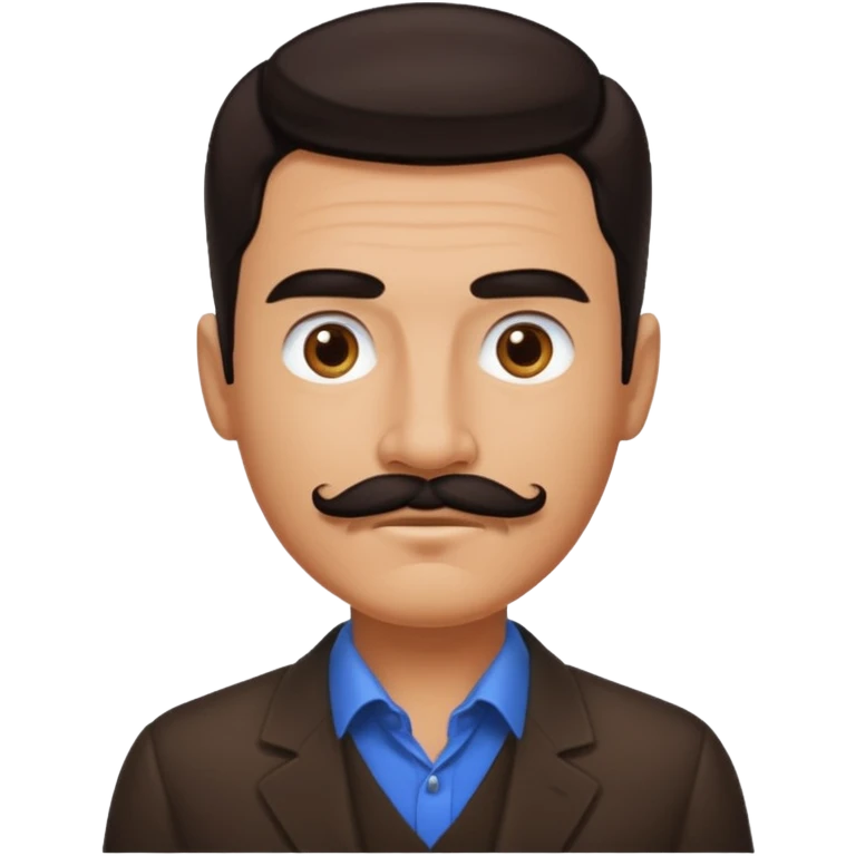 Dark brown Slicked back hair and mustache  emoji