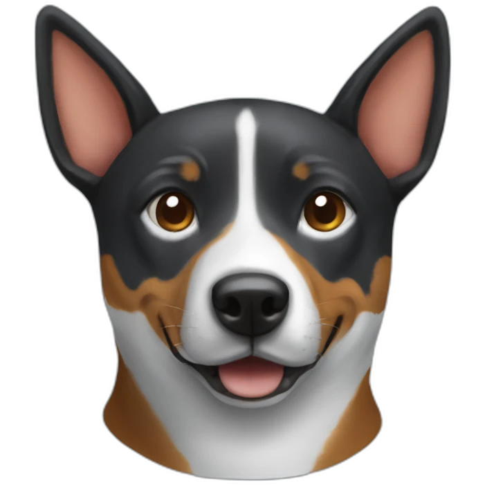Black Basenji wearing shark costume emoji