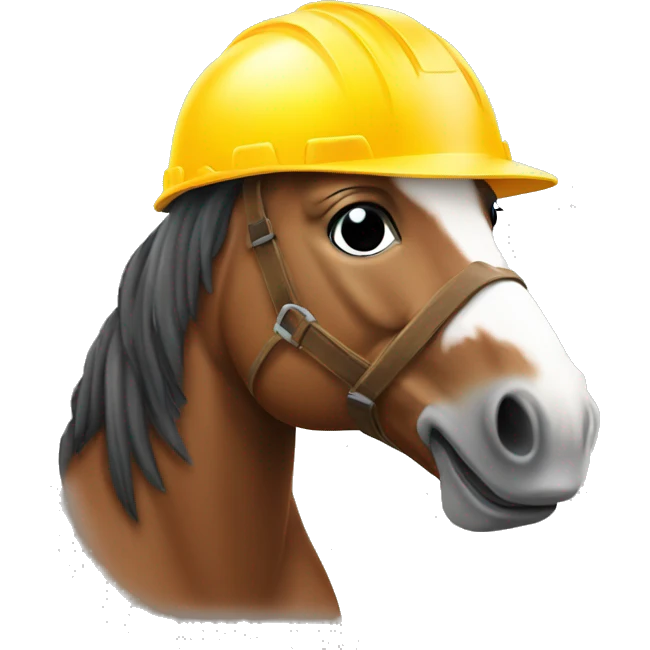horse wearing a construction helmet emoji