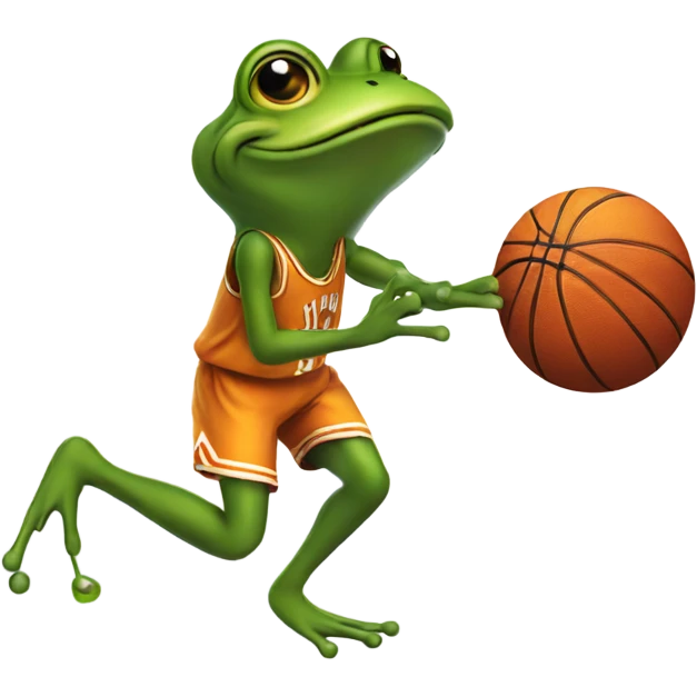 Frog shooting a basketball emoji