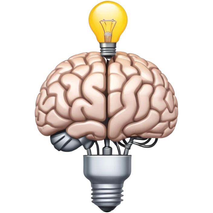 brain with lightbulb, brainstorming app logo emoji