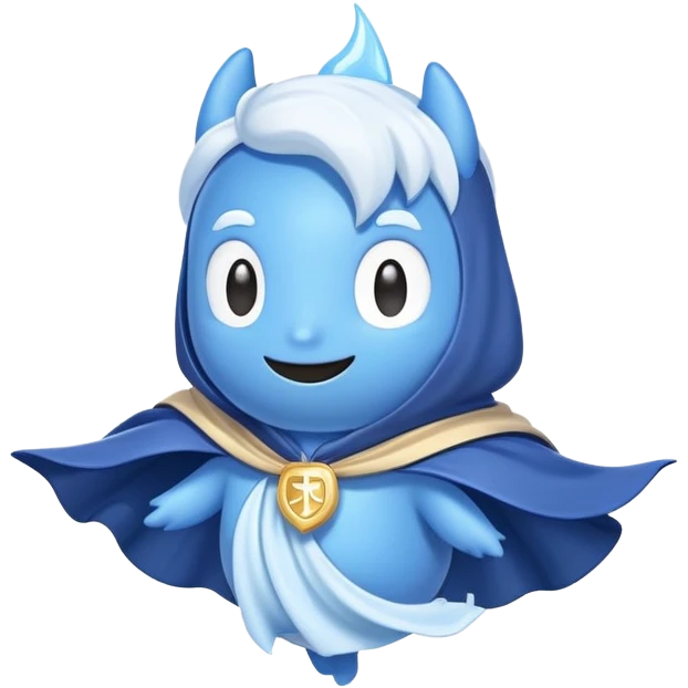 Discord logo character with a flowing cape, cute cartoon style emoji
