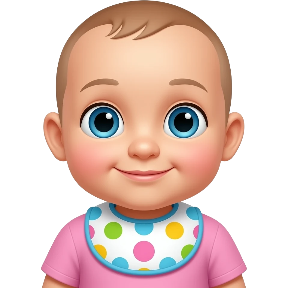 pink baby with colourful Bib emoji