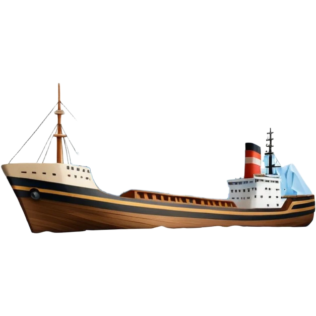 A ship moving past an iceberg emoji