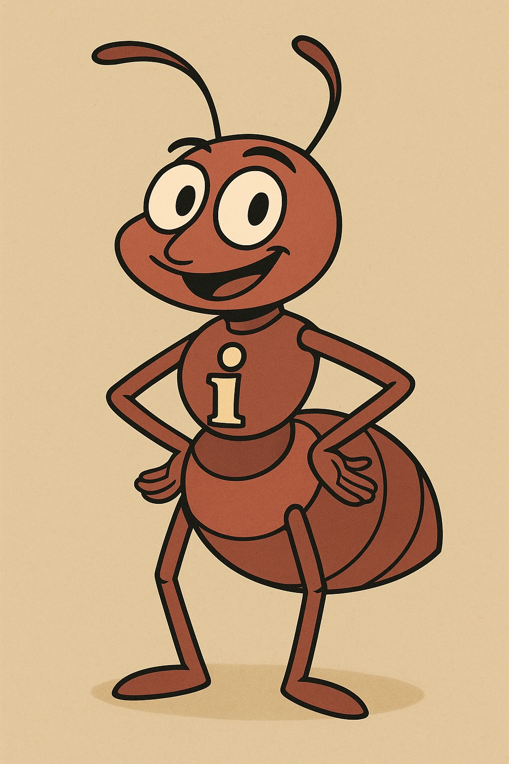 colorful and friendly flat design ant with the letter i on it emoji