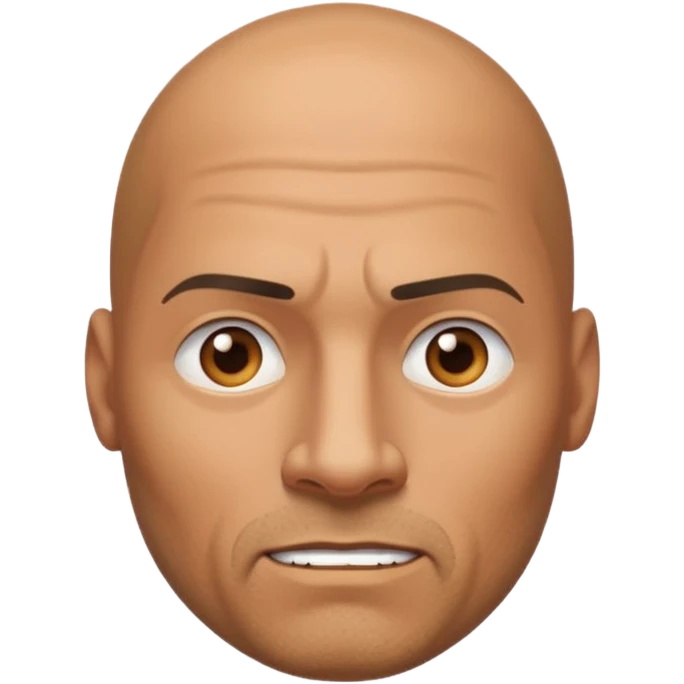 The Rock emoji, apple style, bald, confident expression, subtle goatee emoji