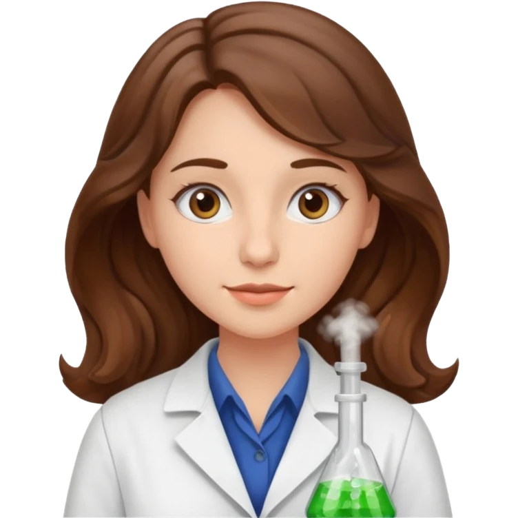 young women pharmacist studying science, wavy hair emoji