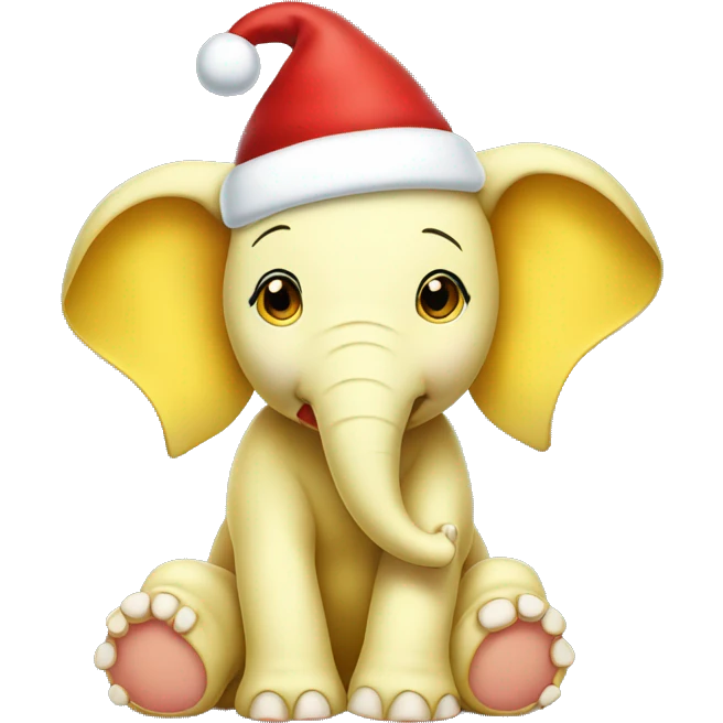 baby yellow elephant wearing Santa hat emoji
