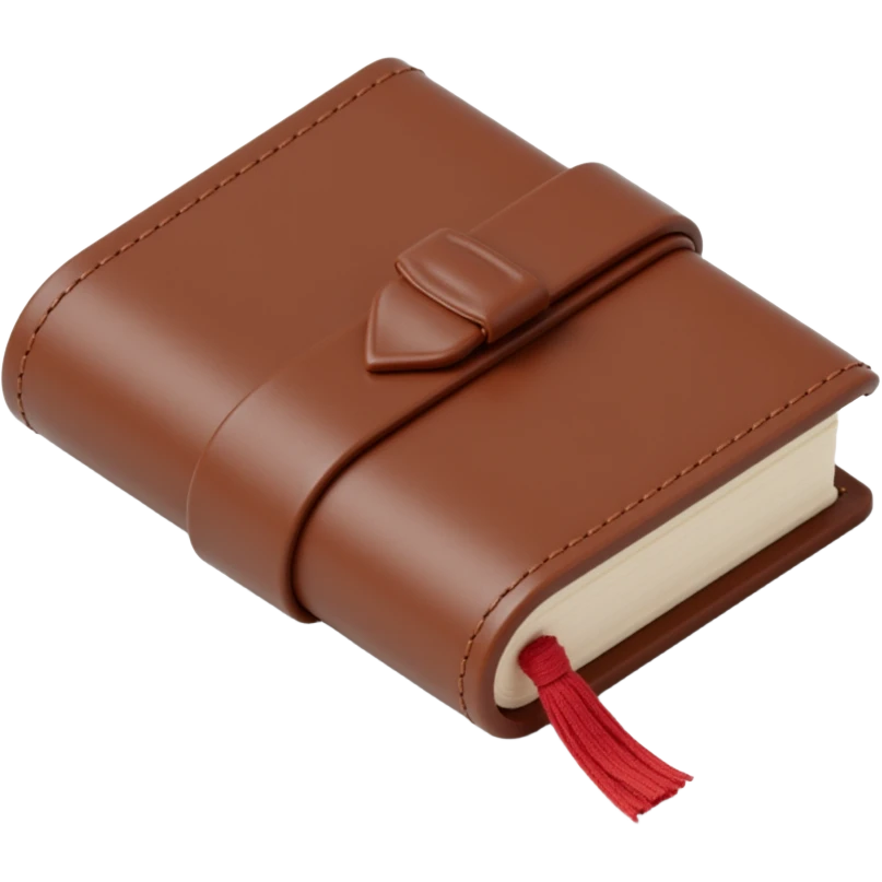 leather-bound notebook, skeuomorphism style emoji