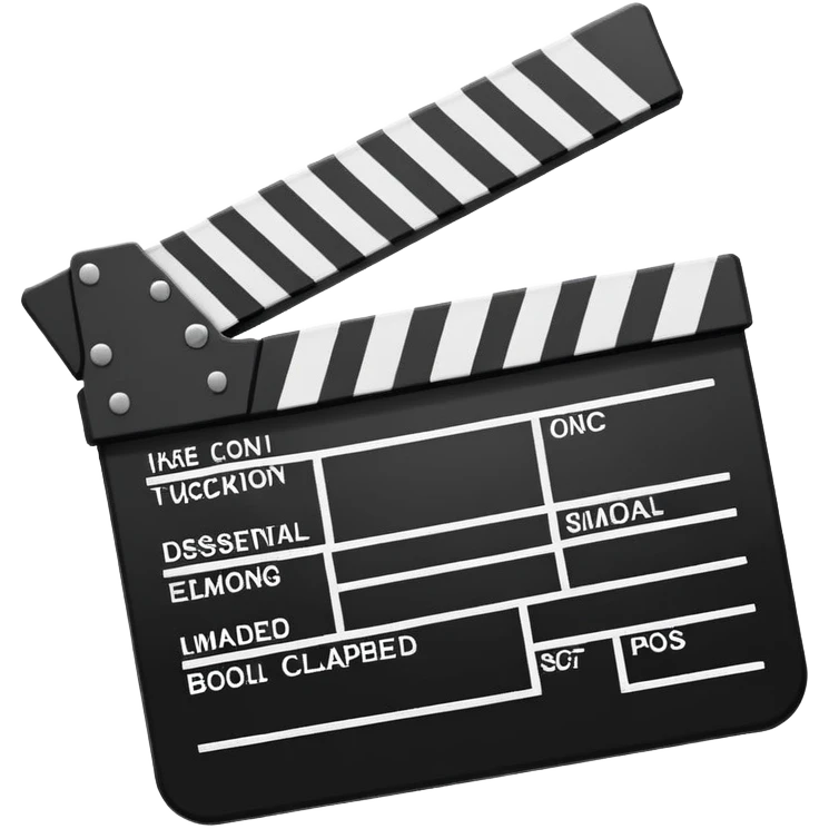 extremely minimal clapperboard icon, only the most essential lines, simple design emoji