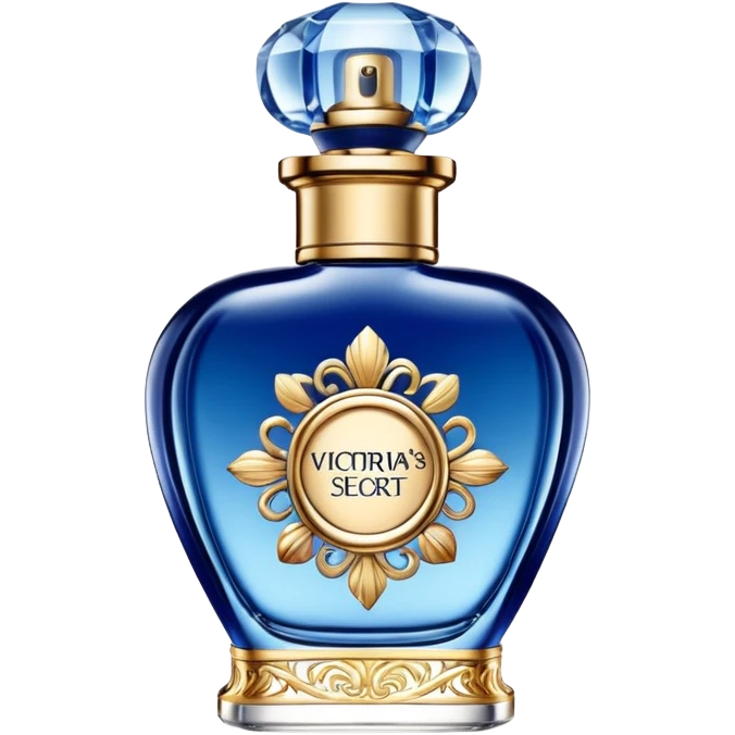 Victoria's Secret Rush fragrance, stylish blue and gold perfume bottle emoji