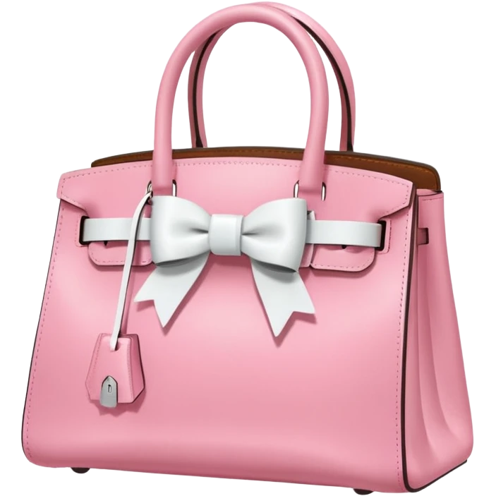 Pink Birkin Bag on the handle white bow emoji