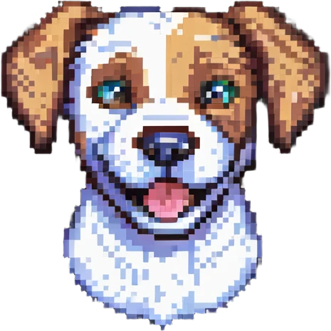 pixel art style dog head tilt happy expression emoji